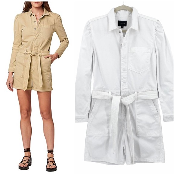 Joe's Jeans Womens Alexa Shortall Romper Talc White Size Small Cotton Denim - Picture 1 of 11